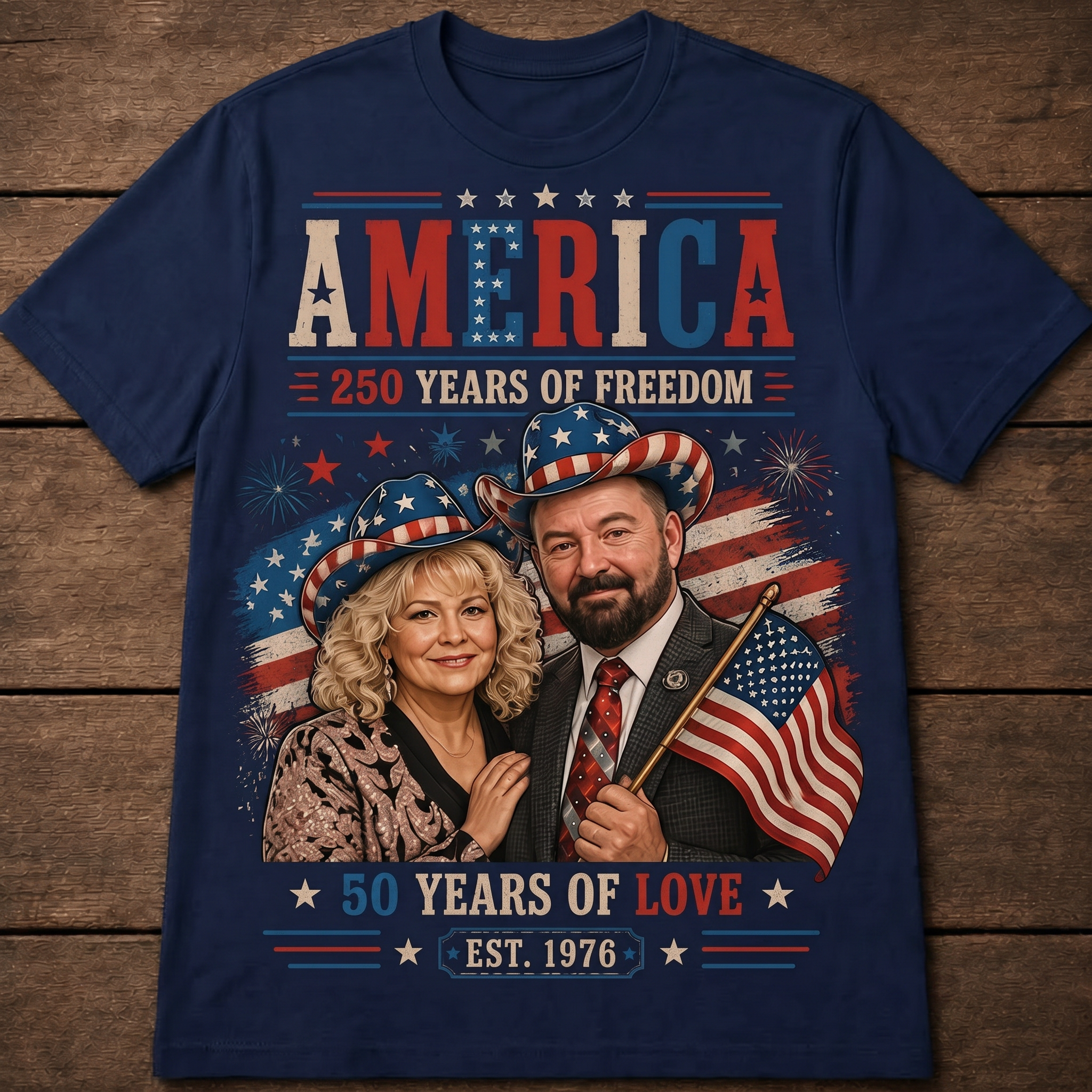 Custom T-shirt - America 250th Love Anniversary