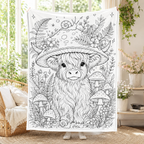 Custom Blanket - For Adults, Kids - DIY Highland Cow Coloring Blanket