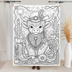 Custom Blanket - For Adults, Kids - DIY Highland Cow Coloring Blanket