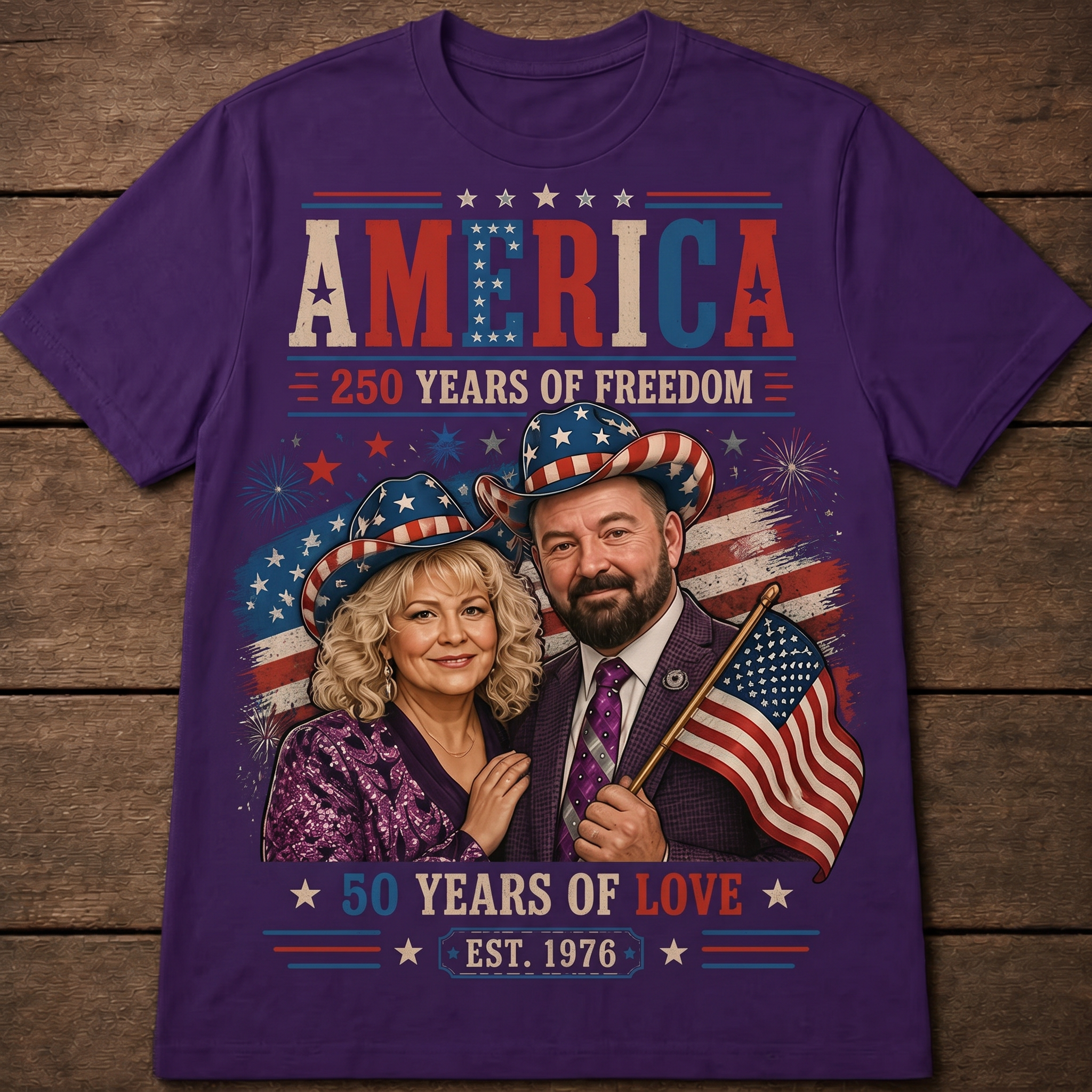Custom T-shirt - America 250th Love Anniversary