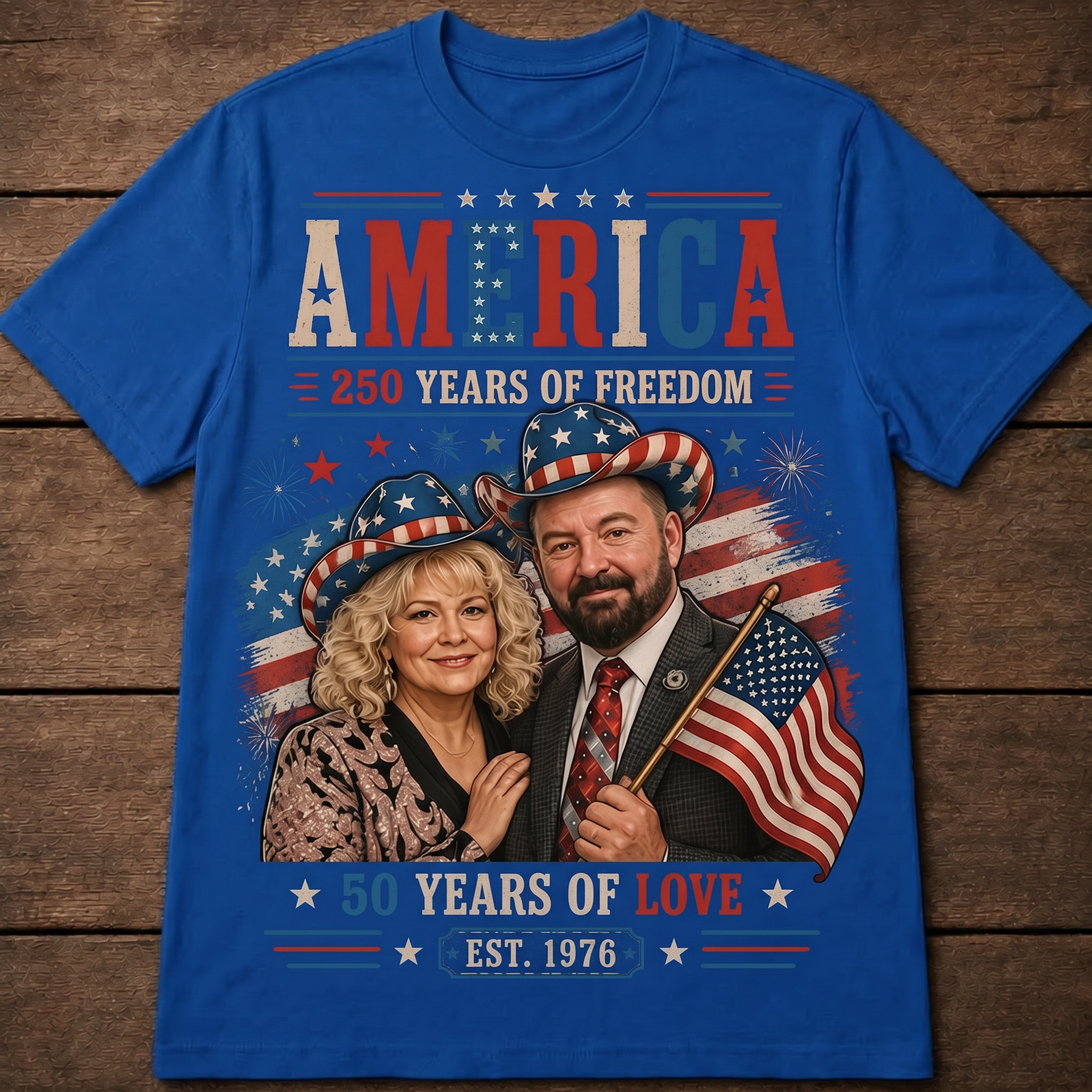 Custom T-shirt - America 250th Love Anniversary