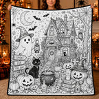 Custom Blanket - For Adults, Kids - DIY Halloween Coloring Blanket
