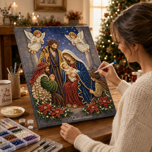 Custom Pearl Art - For Family - Personalized Religious Canvas Kit