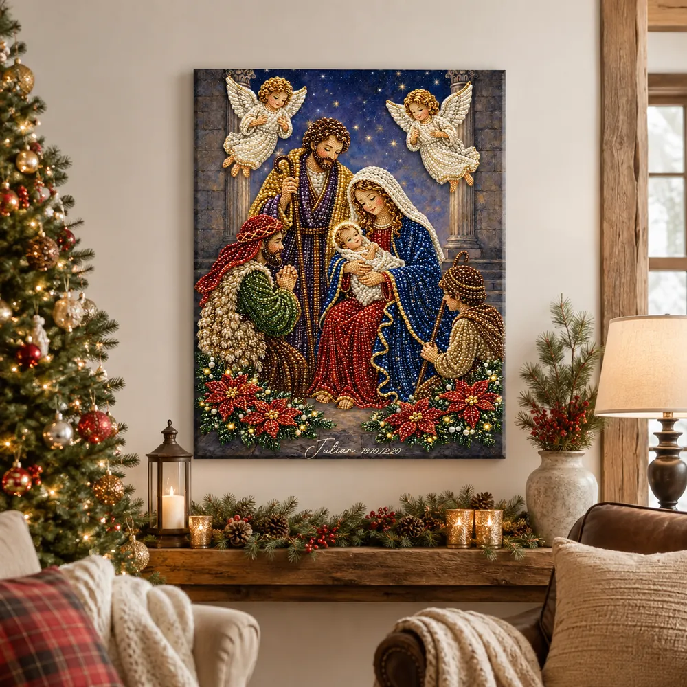 Custom Pearl Art - For Family - Personalized Religious Canvas Kit