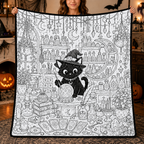 Custom Blanket - For Adults, Kids - DIY Halloween Coloring Blanket