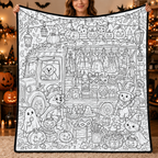 Custom Blanket - For Adults, Kids - DIY Halloween Coloring Blanket