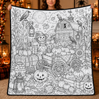 Custom Blanket - For Adults, Kids - DIY Halloween Coloring Blanket