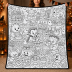 Custom Blanket - For Adults, Kids - DIY Halloween Coloring Blanket