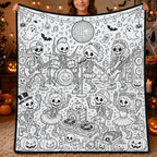 Custom Blanket - For Adults, Kids - DIY Halloween Coloring Blanket