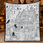 Custom Blanket - For Adults, Kids - DIY Halloween Coloring Blanket