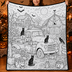 Custom Blanket - For Adults, Kids - DIY Halloween Coloring Blanket
