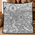 Custom Blanket - For Adults, Kids - DIY Halloween Coloring Blanket