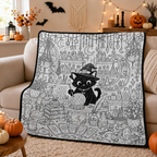 Custom Blanket - For Adults, Kids - DIY Halloween Coloring Blanket