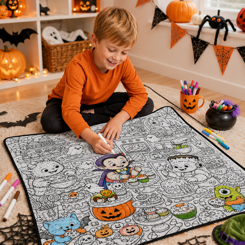 Custom Blanket - For Adults, Kids - DIY Halloween Coloring Blanket