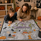 Custom Blanket - For Adults, Kids - DIY Halloween Coloring Blanket
