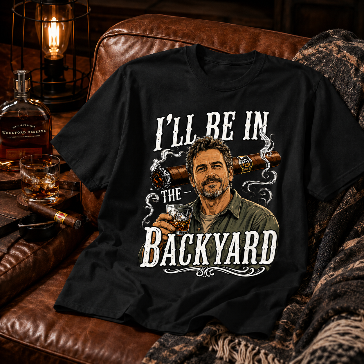 Custom T-shirt - For Husband, Grandpa, Dad - I'll Be In The Backyard