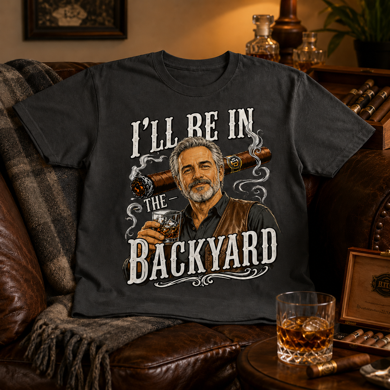 Custom T-shirt - For Husband, Grandpa, Dad - I'll Be In The Backyard