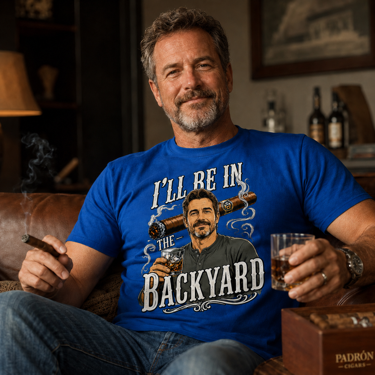 Custom T-shirt - For Husband, Grandpa, Dad - I'll Be In The Backyard