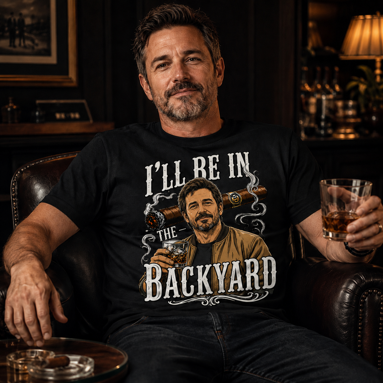 Custom T-shirt - For Husband, Grandpa, Dad - I'll Be In The Backyard