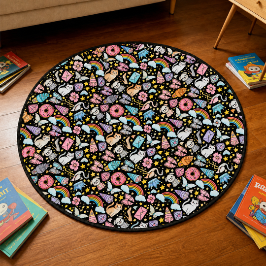 Custom Doormat - For Adults, Kids - Washable DIY Drawing Round Doodle Floor Mat