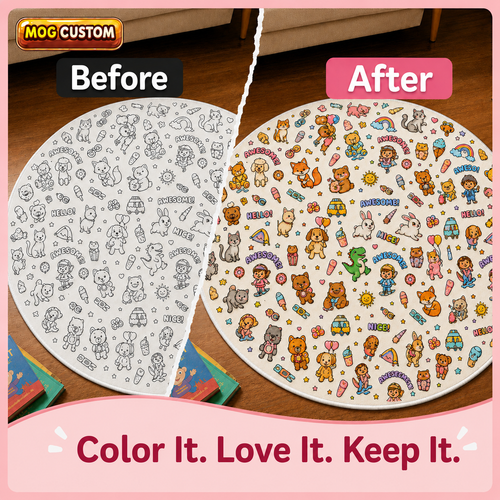 Custom Doormat - For Adults, Kids - Washable DIY Drawing Round Doodle Floor Mat