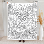 Custom Blanket - For Adults, Kids - DIY Highland Cow Coloring Blanket