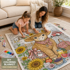 Custom Blanket - For Adults, Kids - DIY Highland Cow Coloring Blanket