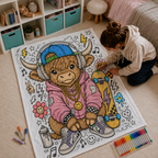 Custom Blanket - For Adults, Kids - DIY Highland Cow Coloring Blanket