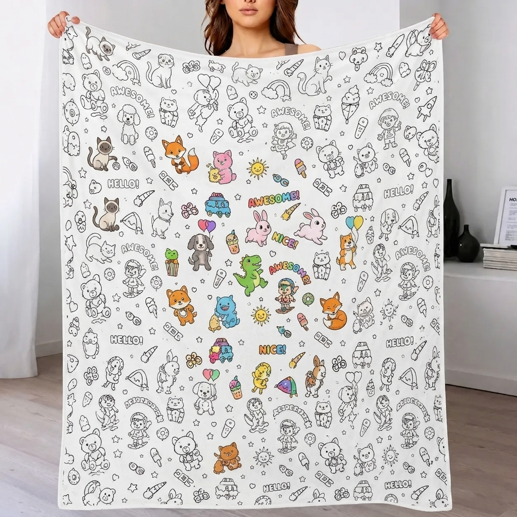 Custom Blanket - For Adults - DIY Drawing with Markers