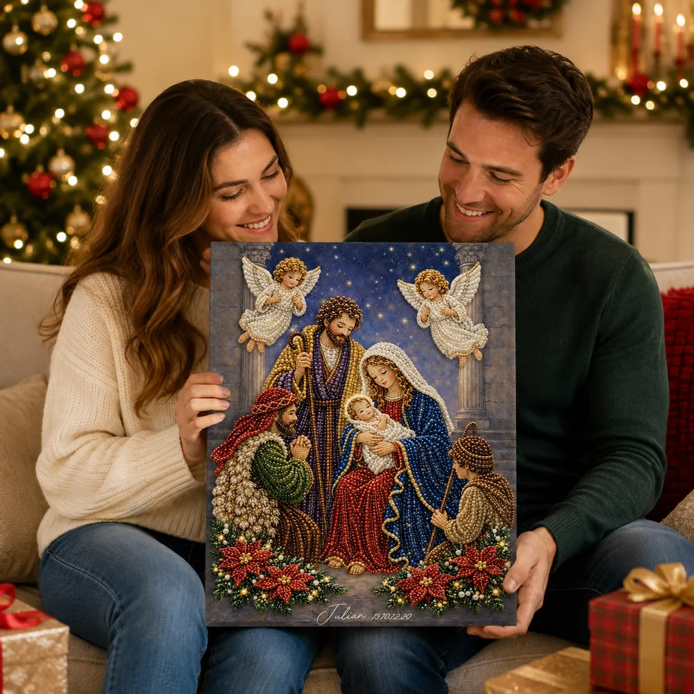 Custom Pearl Art - For Family - Personalized Religious Canvas Kit