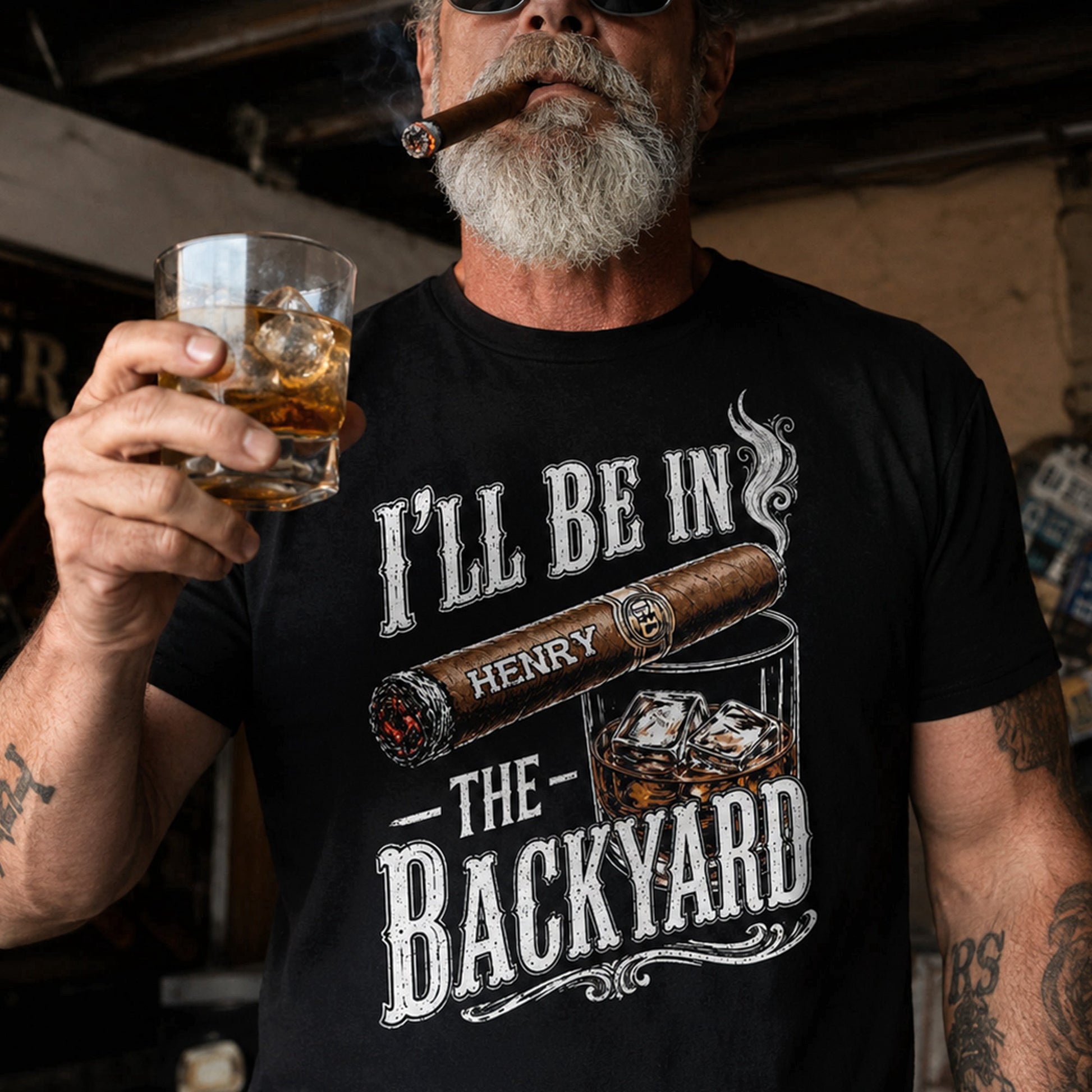 Custom T-shirt - For Him, Husband, Grandpa, Dad - I'll Be In The Backyard