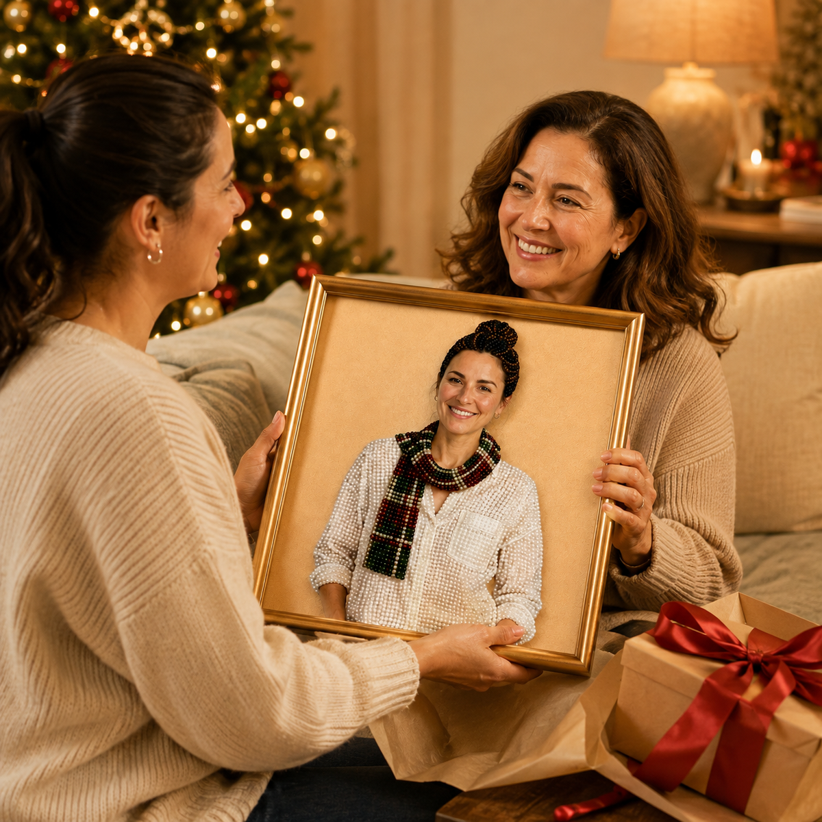 Custom Portrait 3D Pearl Art DIY Kit – Personalized Photo Christmas Pearl Bead Canvas for Holiday Decor & Family Gifts