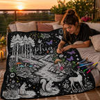 Custom Blanket - For Adults, Kids - Personalized Black Aesthetic Coloring Blanket