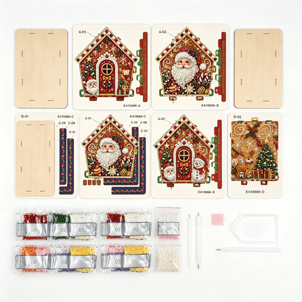 Custom Pearl Art - For Family, Kids, Adults - Handmade Christmas 3D House Kit