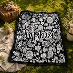 Custom Blanket - For Adults, Kids - Personalized Black Aesthetic Coloring Blanket