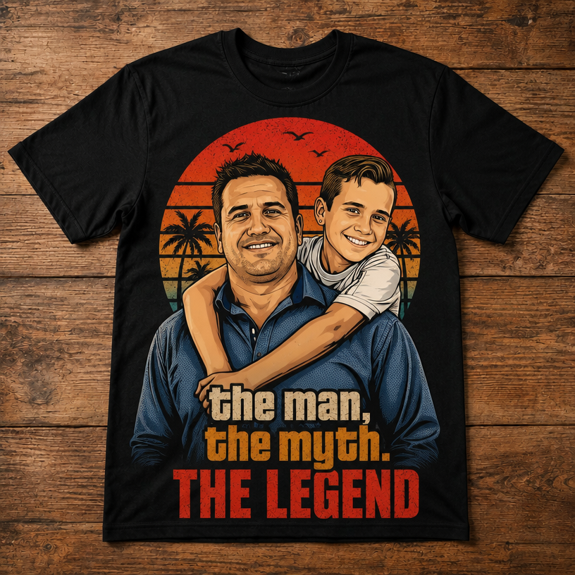Custom T-shirt - For Him - Retro The Man, The Myth, The Legend