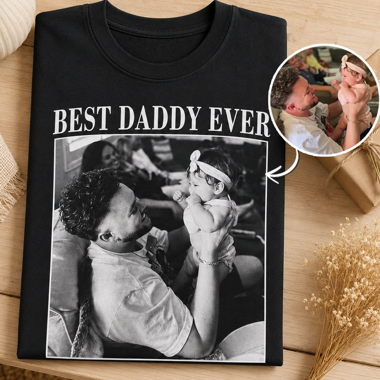 Custom T-shirt - For Dad - Black & White Portrait Daddy