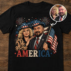 Custom T-shirt - American Couple 4th of July
