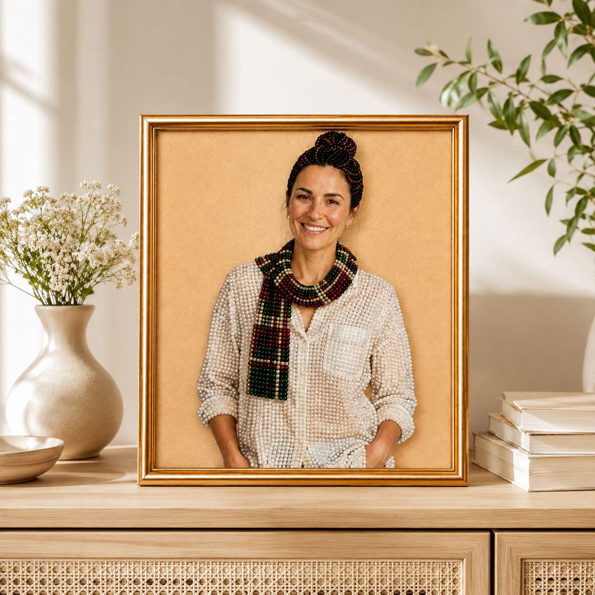 Custom Portrait 3D Pearl Art DIY Kit – Personalized Photo Christmas Pearl Bead Canvas for Holiday Decor & Family Gifts