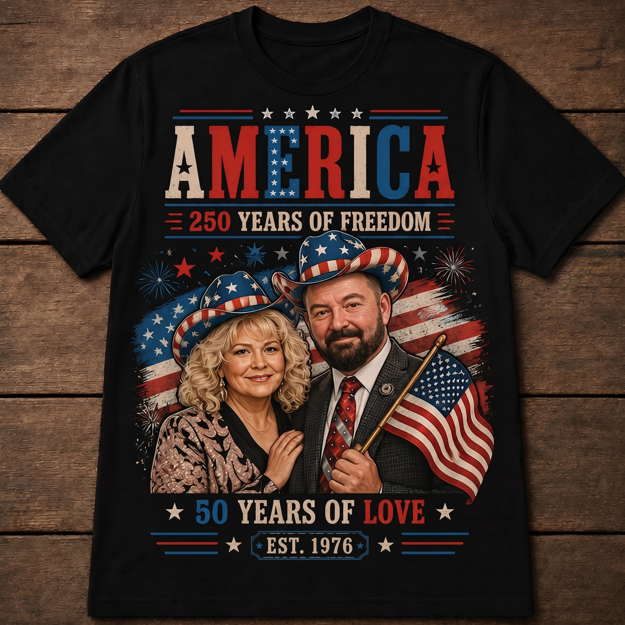 Custom T-shirt - America 250th Love Anniversary