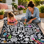 Custom Blanket - For Adults, Kids - Personalized Black Aesthetic Coloring Blanket